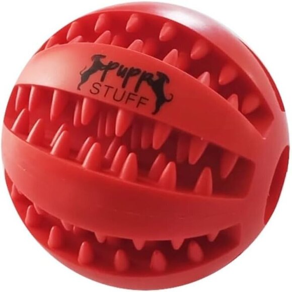 2-in-1 Dog Ball Toy- Red 2 inch- Durable Chew Ball for Aggressive Chewers - Picture 2 of 4